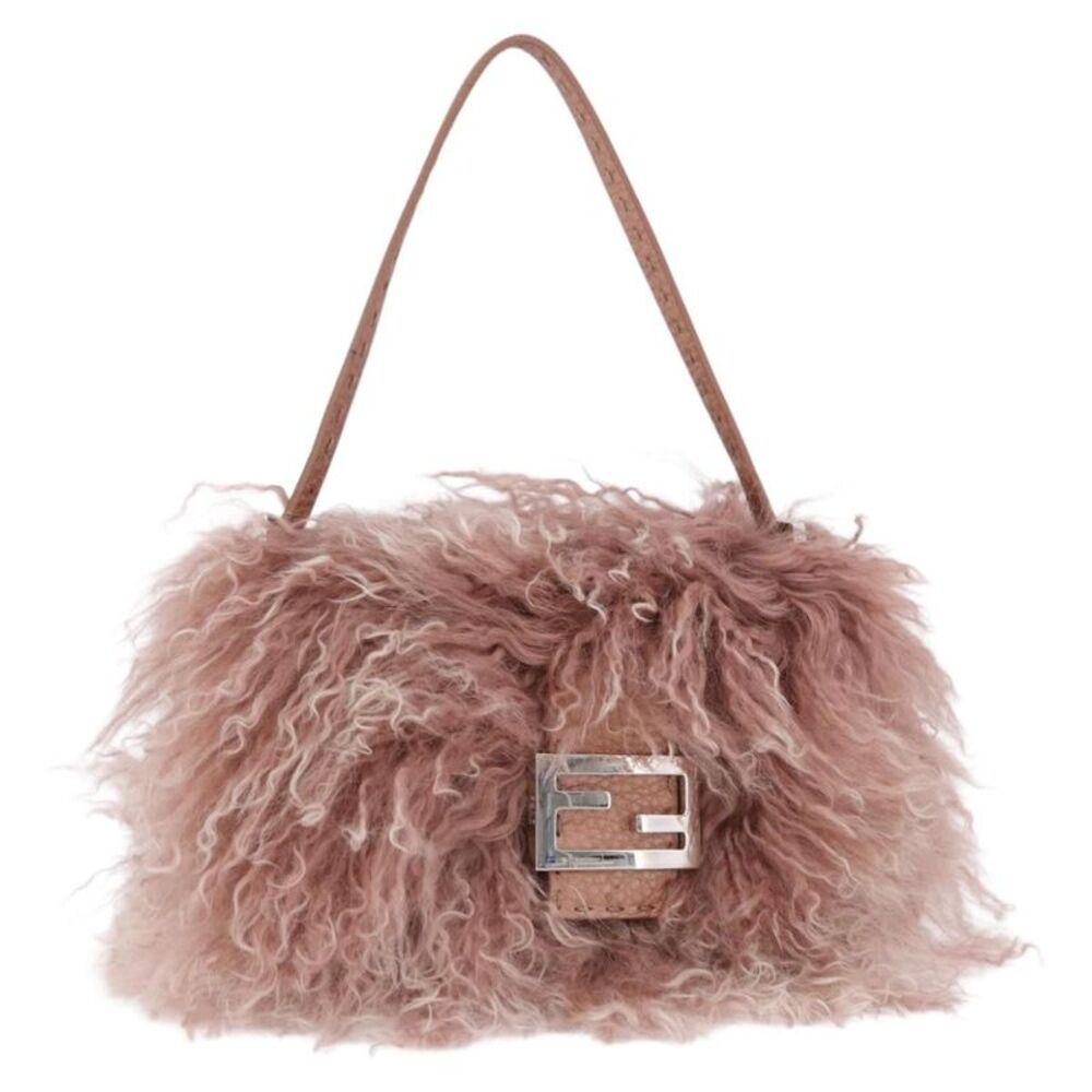 Fendi Selleria Selleria Pink Wool Handbag